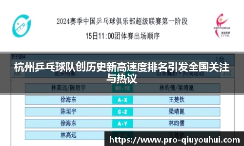杭州乒乓球队创历史新高速度排名引发全国关注与热议